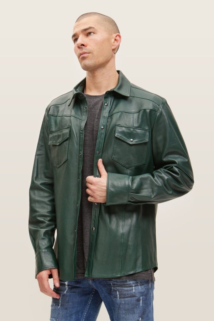 Leather Shirt Green Premium