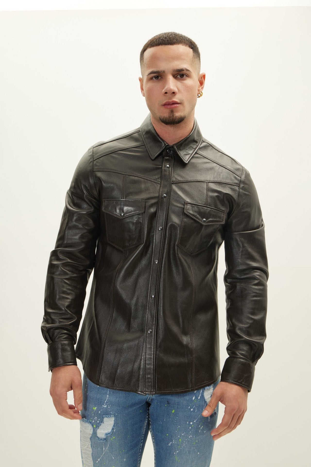 Leather Shirt Dark Grey Premium