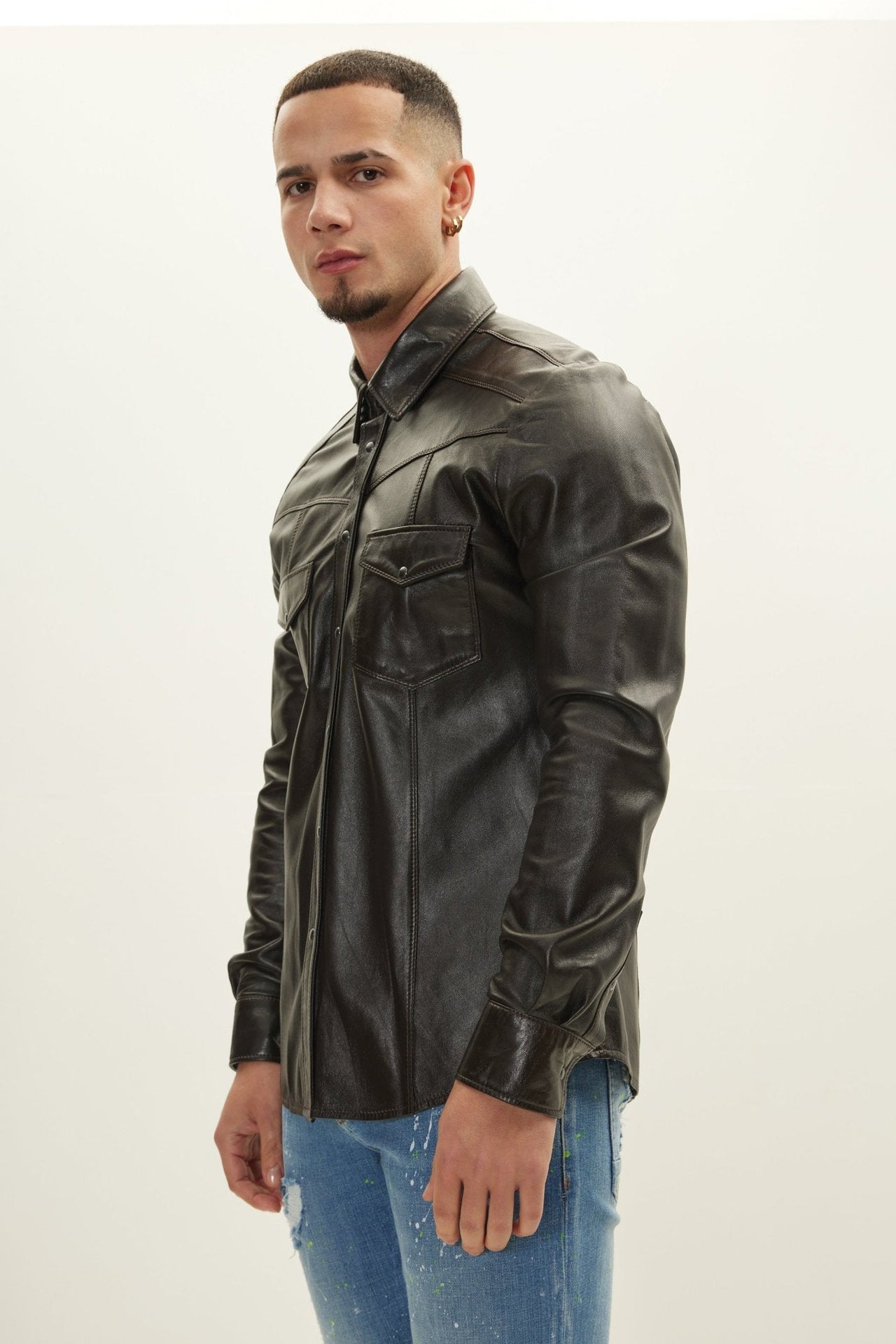 Leather Shirt Dark Grey Premium - Image 3