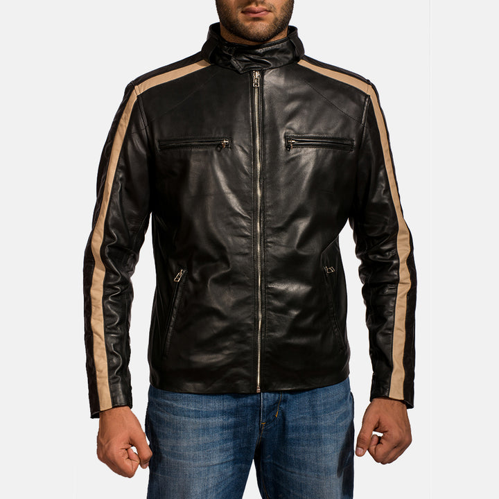 Motorbike Leather Jacket Apex Trackside Stripe Rider - Image 2