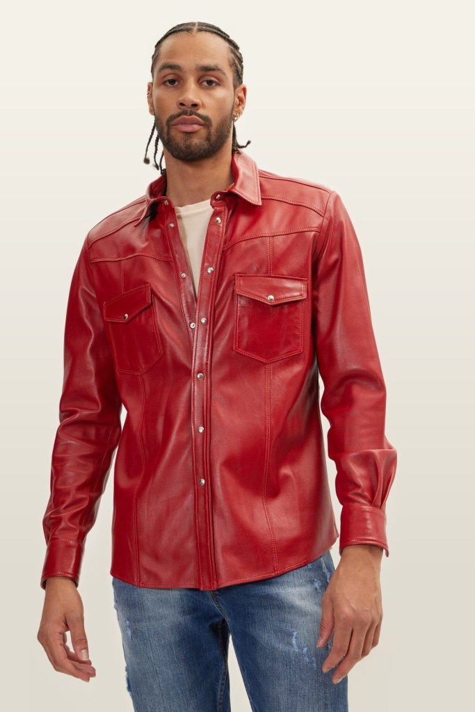 Leather Shirt Red Premium