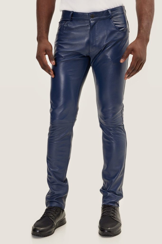 Leather Pants — Navy Blue — Premium
