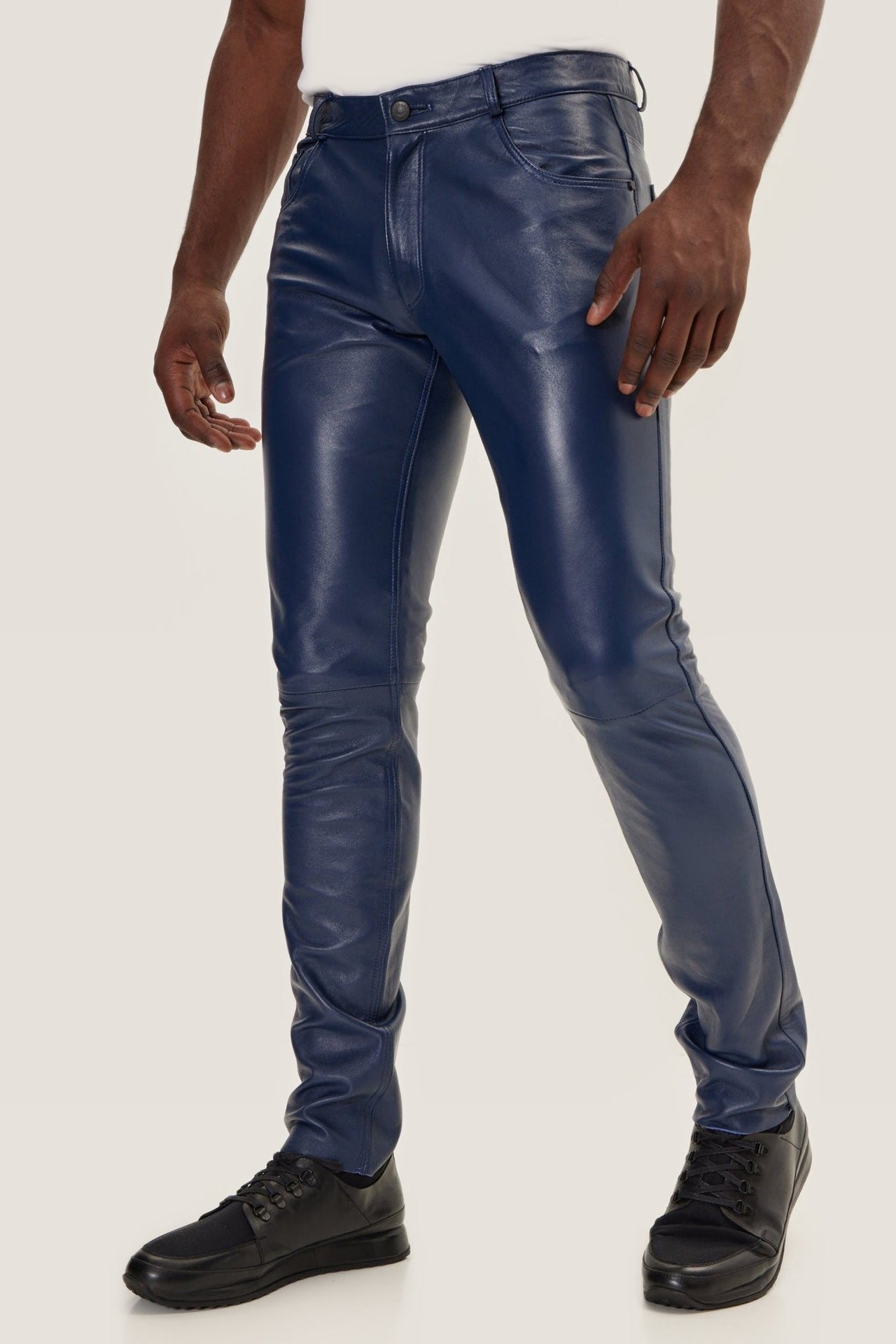 Leather Pants — Navy Blue — Premium - Image 2