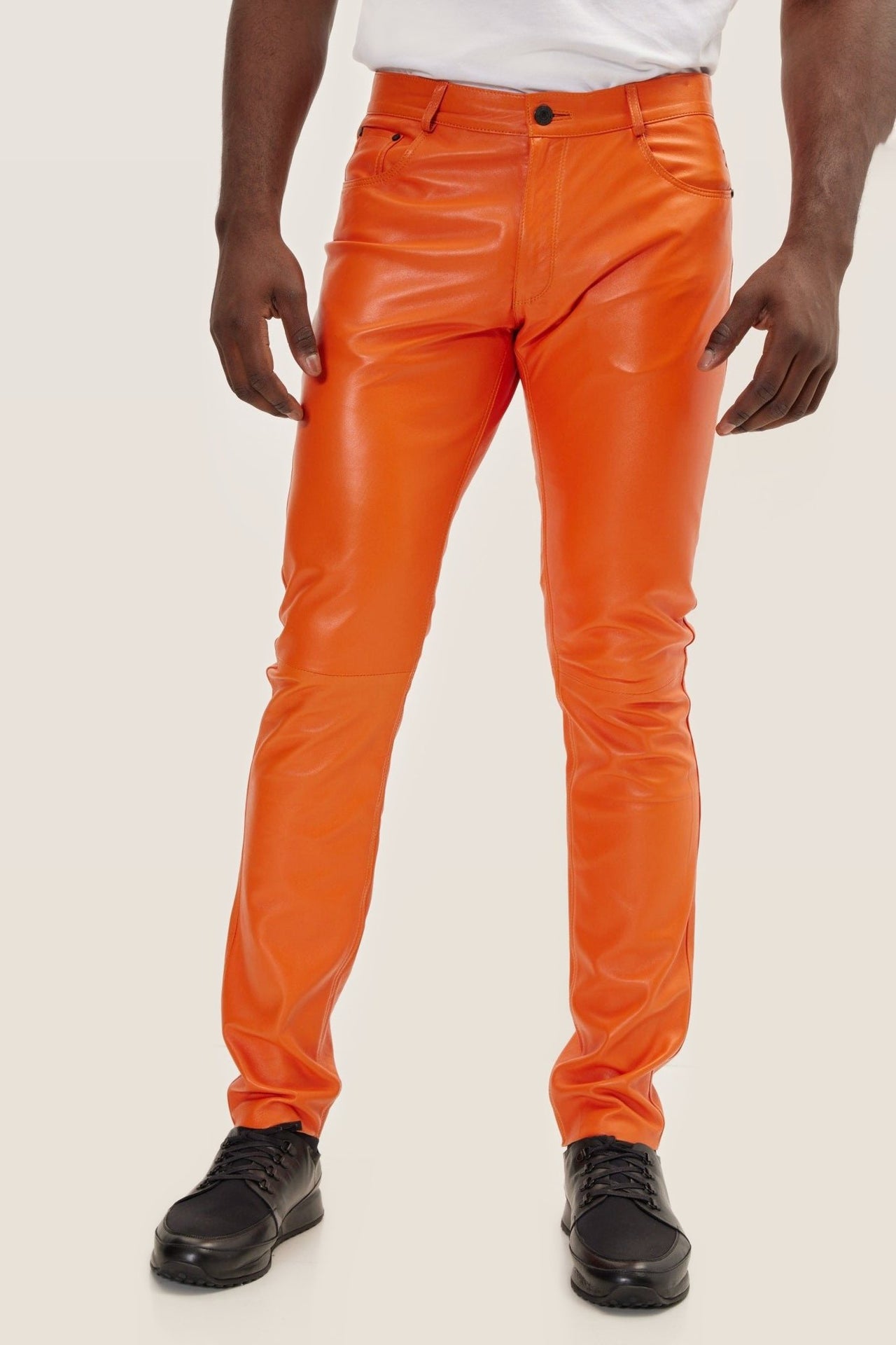 Leather Pants — Orange — Premium