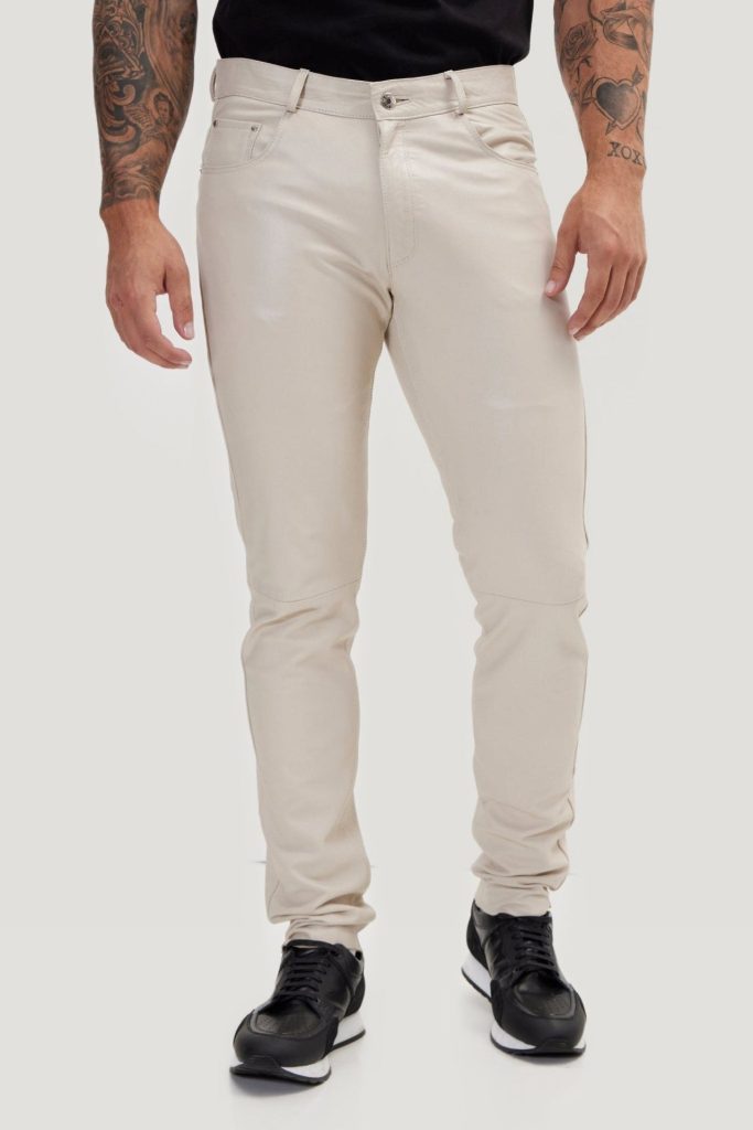 Leather Pants Half White Premium Classic