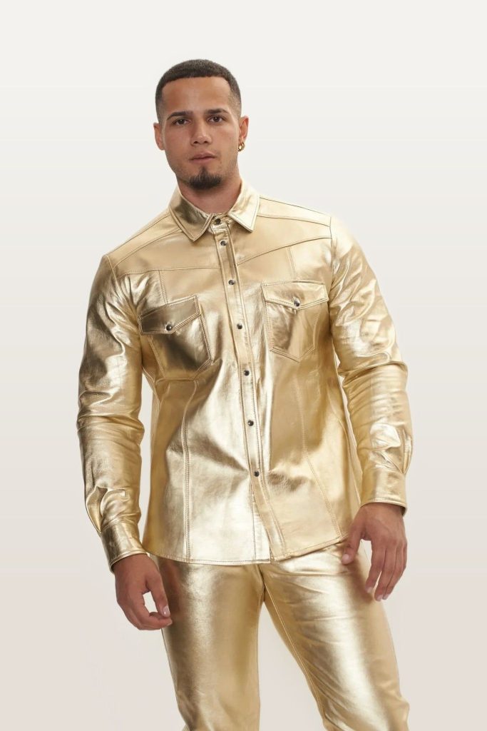 Leather Shirt Gold Premium
