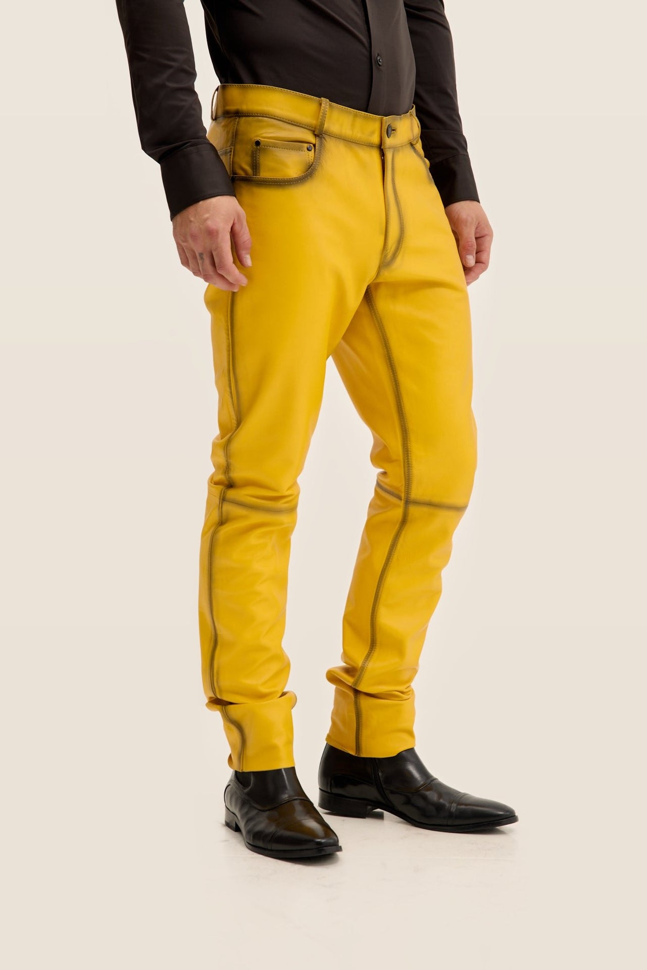 Leather Pants — Mustard — Premium - Image 2