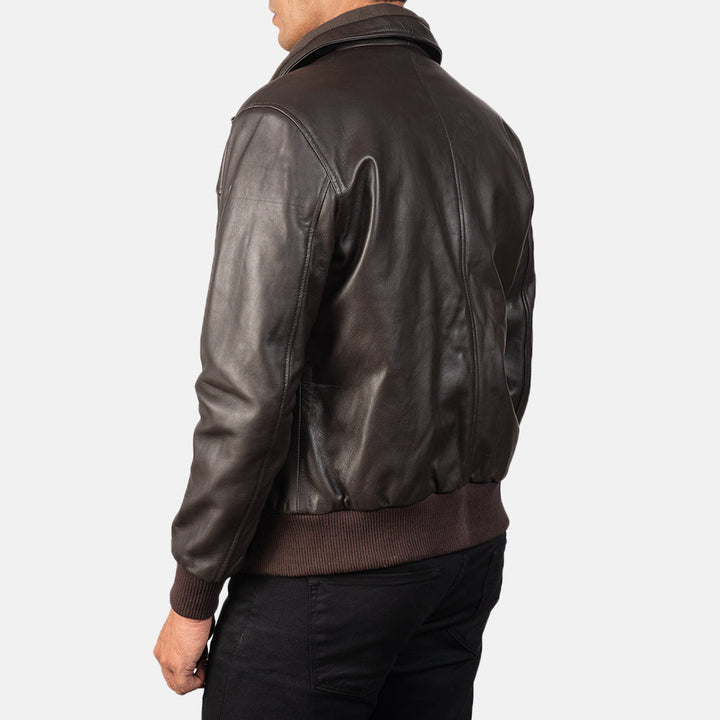 Leather Bomber Jacket Midnight Crest - Image 6