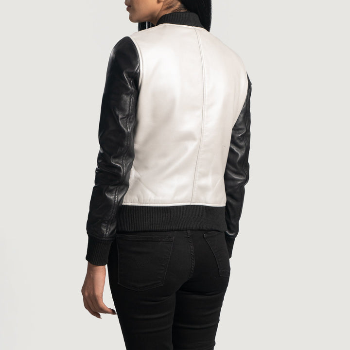 Leather Bomber Jacket Black & Ivory | Premium - Image 5