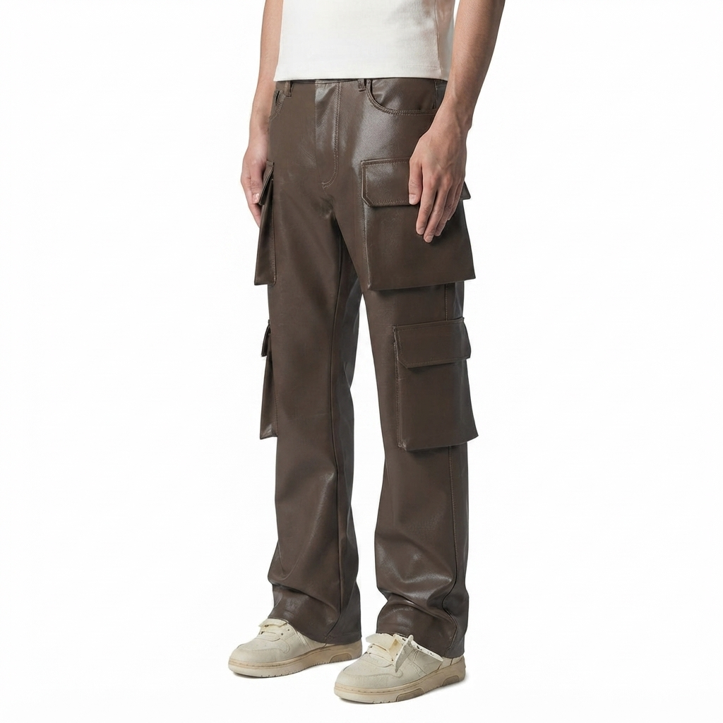 Leather Pants Dark Brown Cargo - Image 3