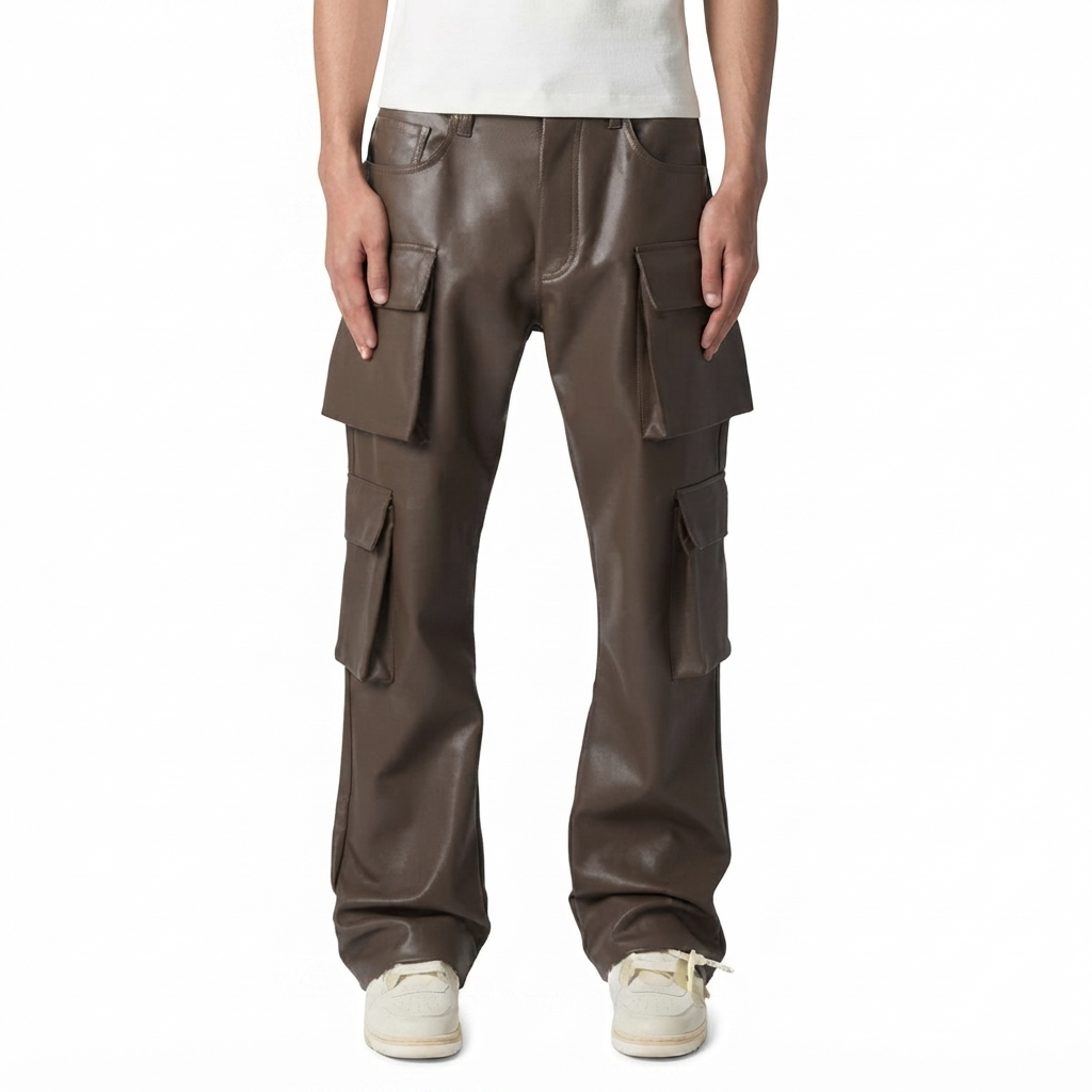 Leather Pants Dark Brown Cargo