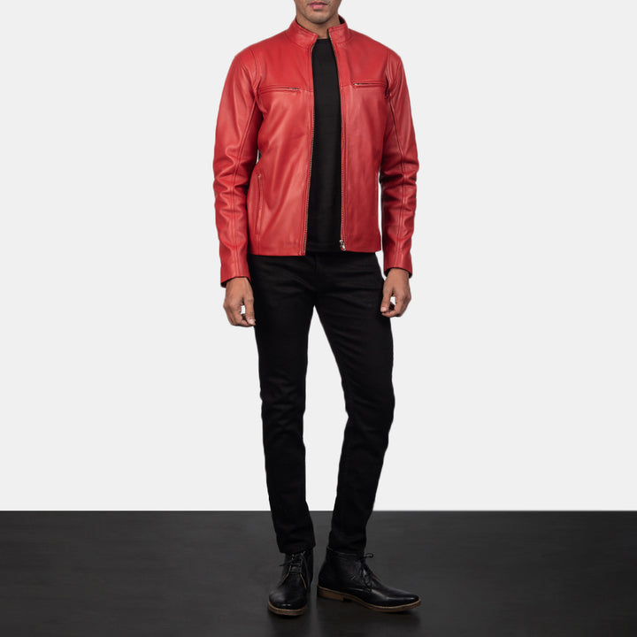 Motorbike Jacket Crimson Velocity Band-Collar R - Image 5