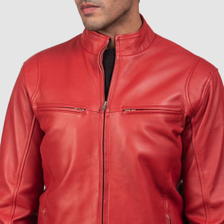 Motorbike Jacket Crimson Velocity Band-Collar R - Image 6