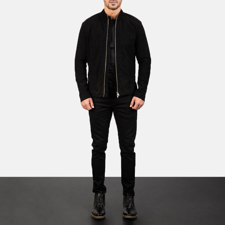Suede Jacket Classic Black Bomber - Image 4