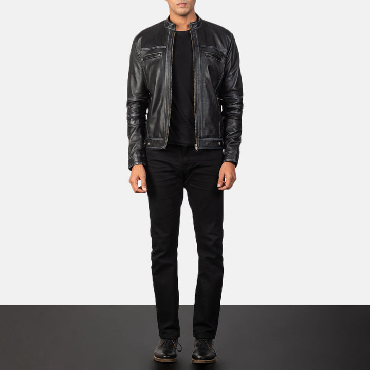 Motorbike Leather Jacket YOUNGSTER BLACK - Image 5