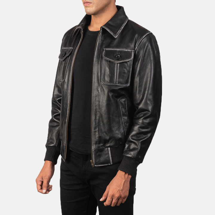 Leather Bomber Jacket Utility - Image 2