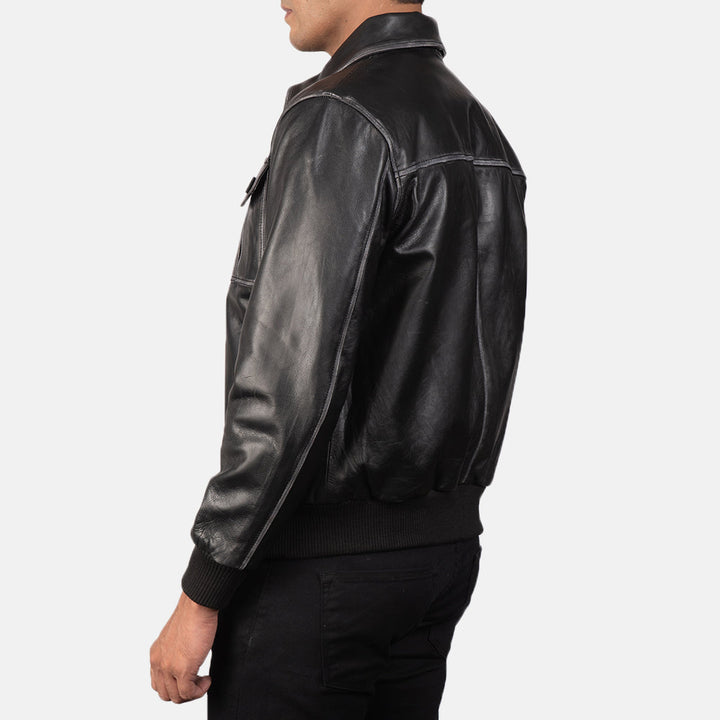 Leather Bomber Jacket Utility - Image 5
