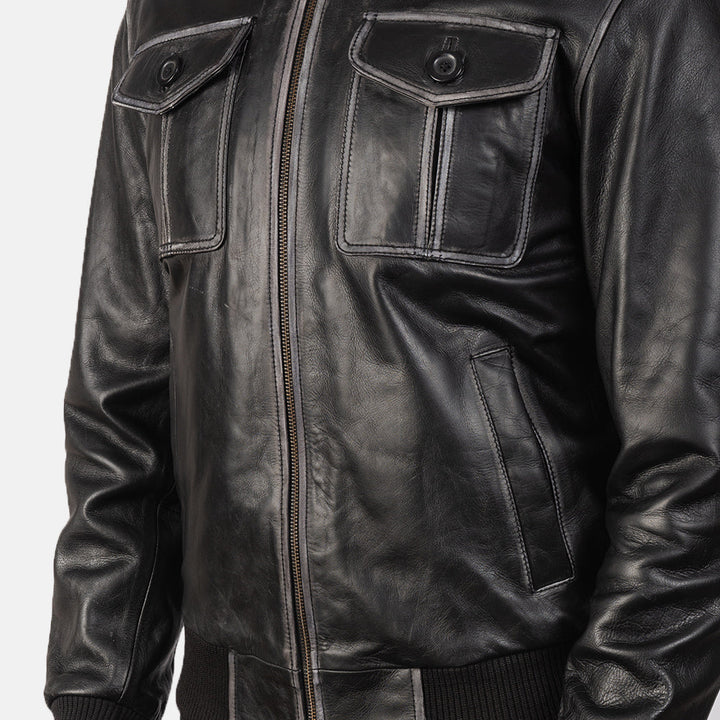 Leather Bomber Jacket Utility - Image 6