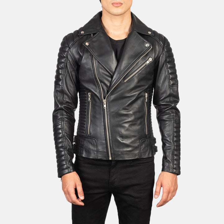 Motorbike Leather Jacket ARMAND BLACK - Image 2