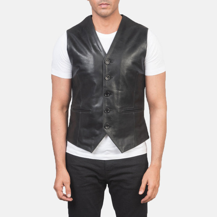 Leather Vest Obsidian Formal Tailored Waistcoat