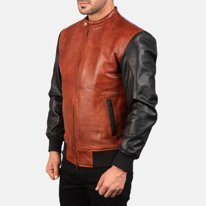 Leather Bomber Jacket Two-Tone - Image 3