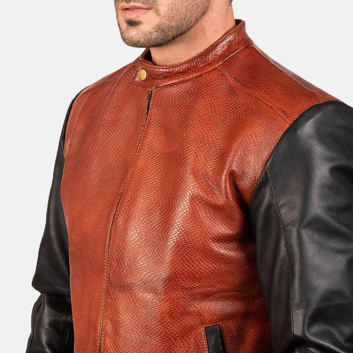 Leather Bomber Jacket Two-Tone - Image 6