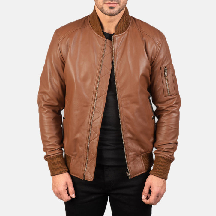 Leather Bomber Jacket The Caramel Flight