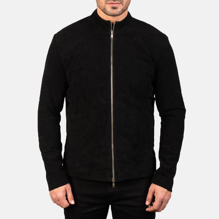 Suede Jacket Classic Black Bomber - Image 2