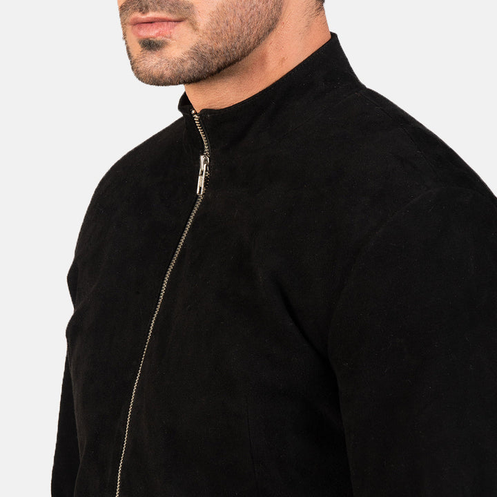 Suede Jacket Classic Black Bomber - Image 6