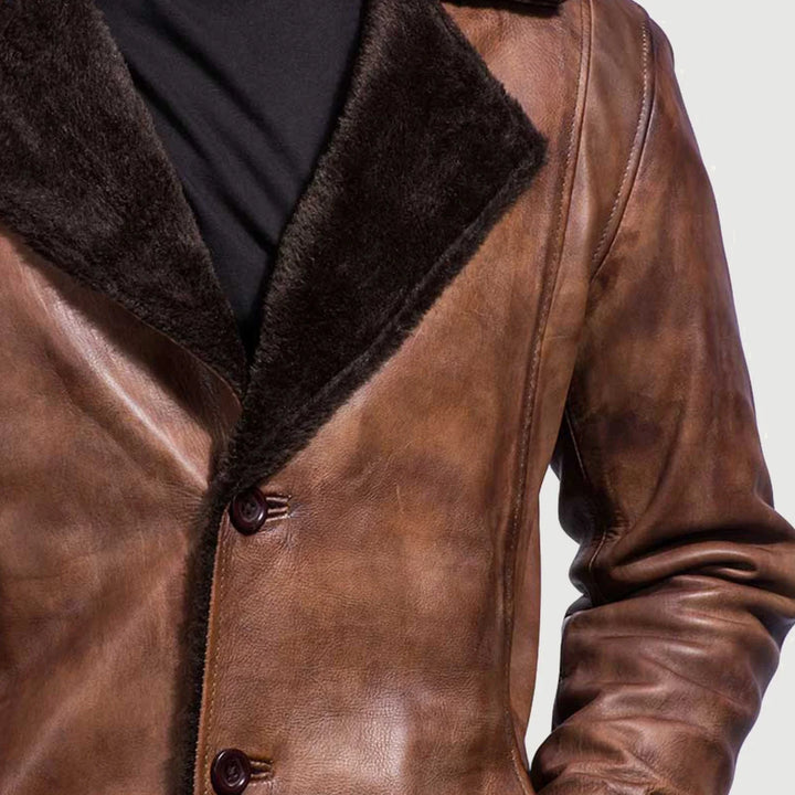 Leather Coat Ember Shearling Car Coat - Image 6