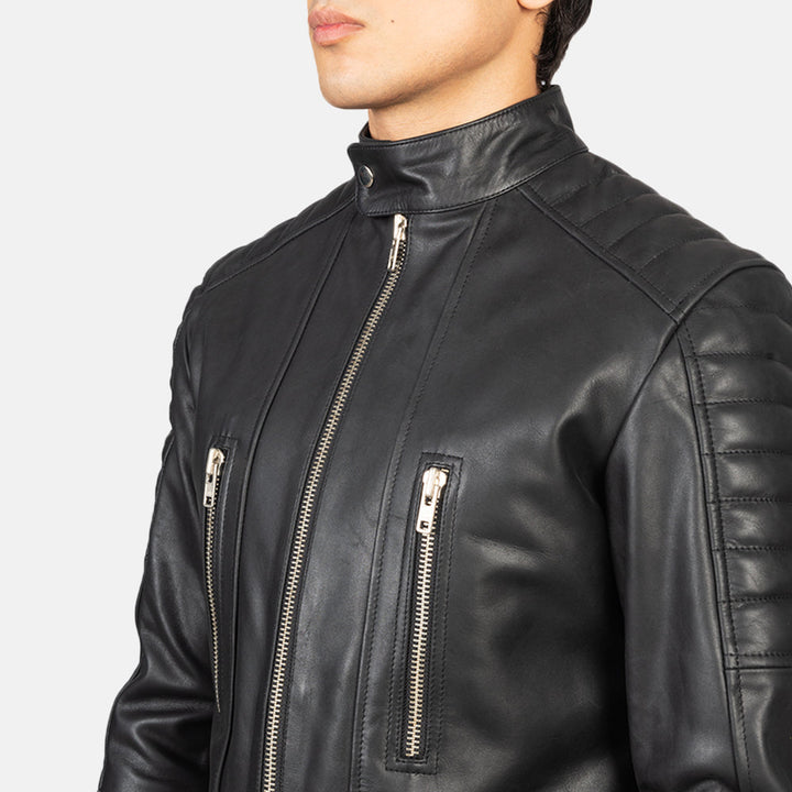 Motorbike Leather Jacket Shadow Kinetic Quad-Zip Moto - Image 7