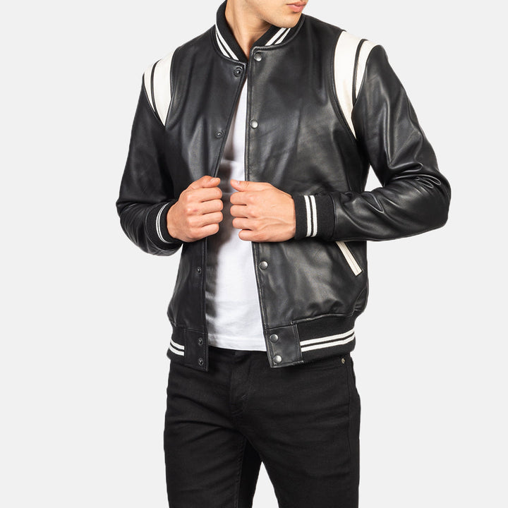 Varsity Leather Jacket Monolith Stadium Snap - Image 6