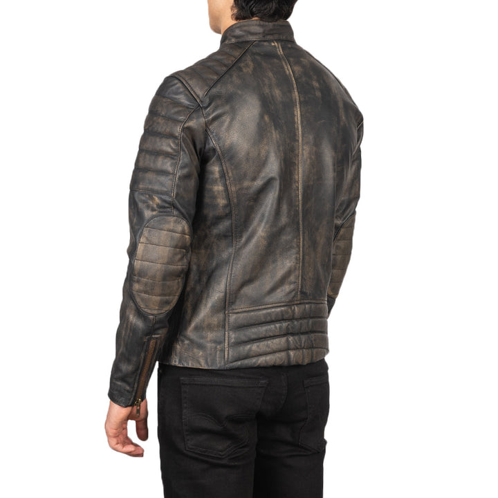Motorbike Leather Jacket Antique Obsidian Distressed Moto - Image 6