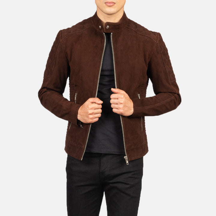 Suede Jacket Slim Fit Stand Collar