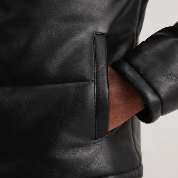 Hooded Leather Jacket Onyx Insulated Parka - Image 6