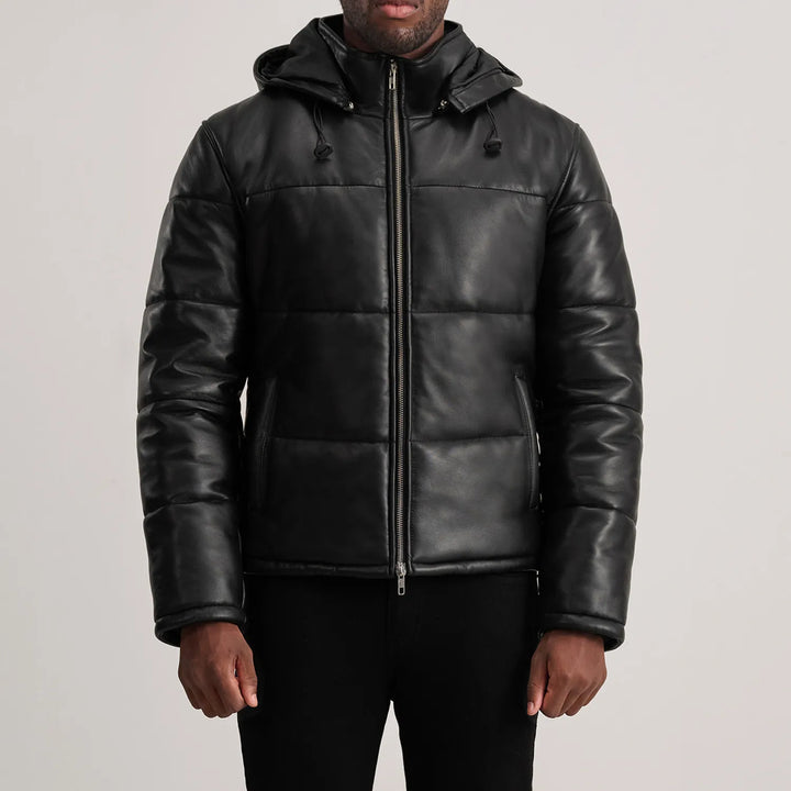 Hooded Leather Jacket Onyx Insulated Parka