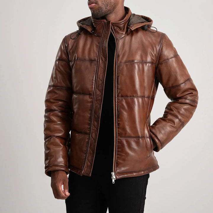 Heritage Shield Hooded Leather Jacket - Image 2