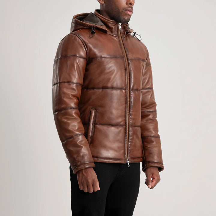 Heritage Shield Hooded Leather Jacket - Image 3