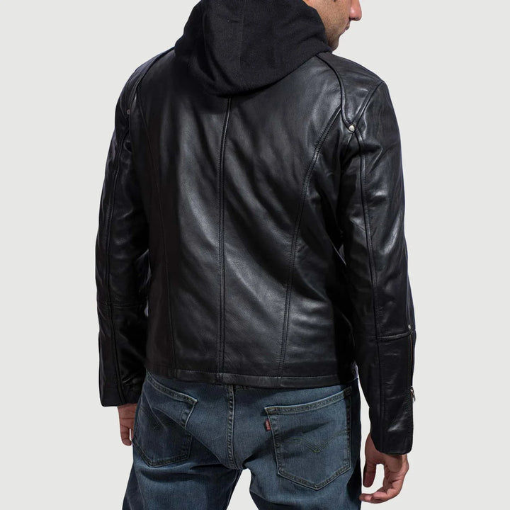 Leather Bomber Jacket The Layered Shadow - Image 5