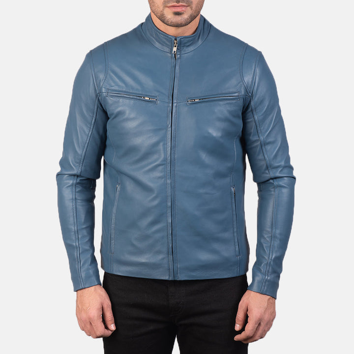 Motorbike Leather Jacket IONIC BLUE