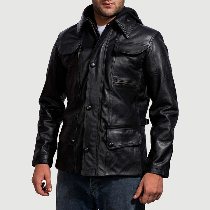 Frontier Utility Hooded Leather Jacket