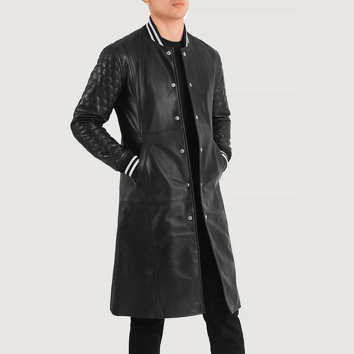 Leather Coat Varsity Duster Hybrid - Image 4