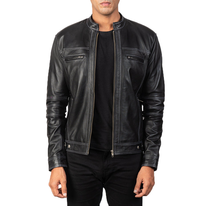 Motorbike Leather Jacket YOUNGSTER BLACK - Image 2
