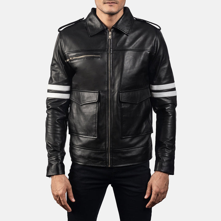 Motorbike Leather Jacket Apex Command Twin-Stripe Cargo