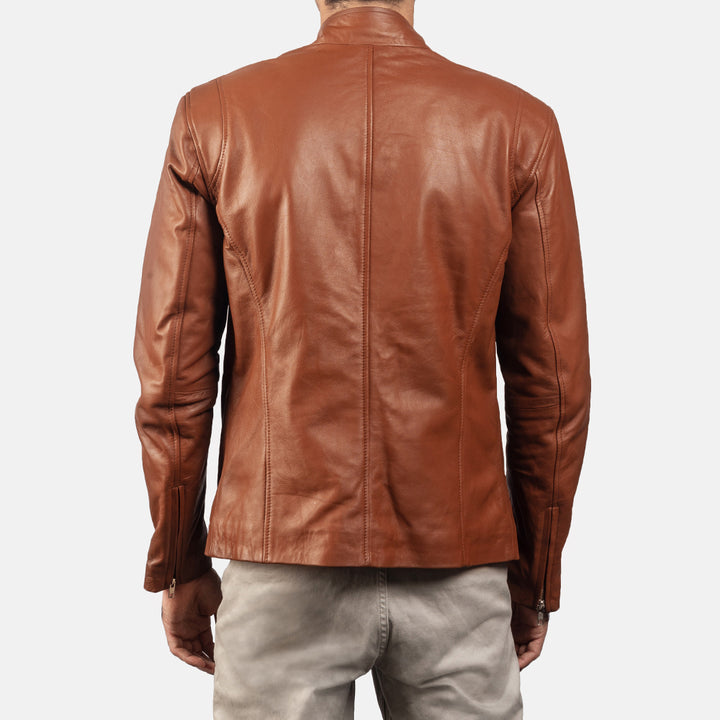 Motobike Leather Jacket Cognac Velocity - Image 5