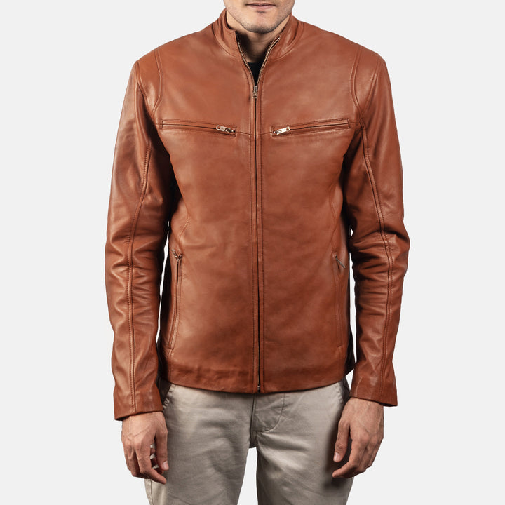 Motobike Leather Jacket Cognac Velocity
