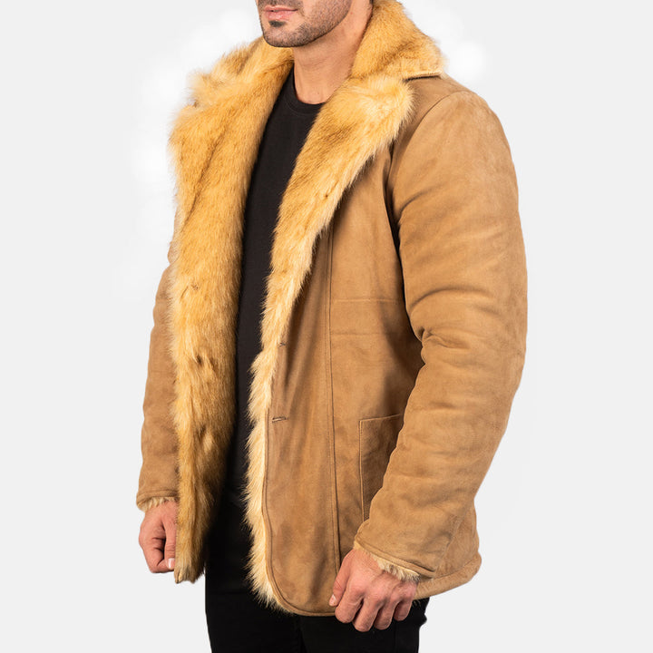 Suede Jacket Shearling Peacoat - Image 2