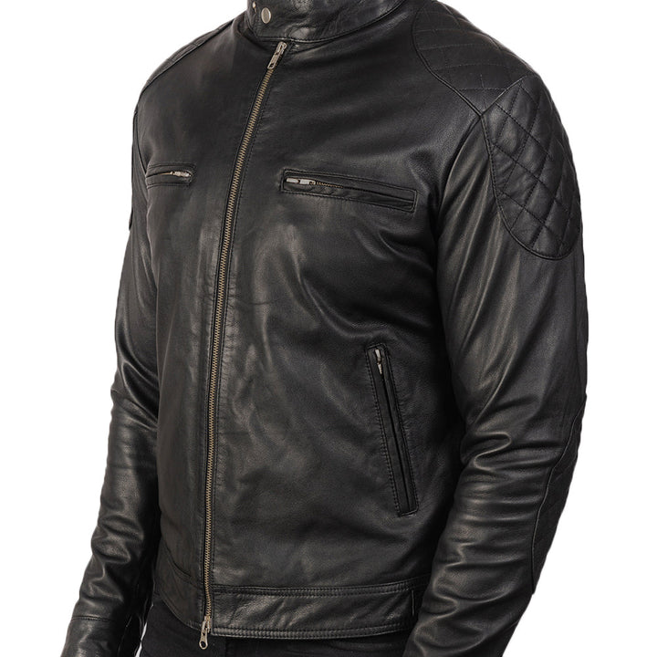 Motorbike Leather Jacket GATSBY BLACK - Image 7