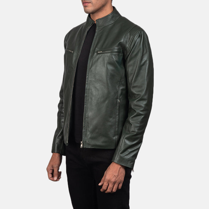 Motobike Leather Jacket Verdant Phantom - Image 4