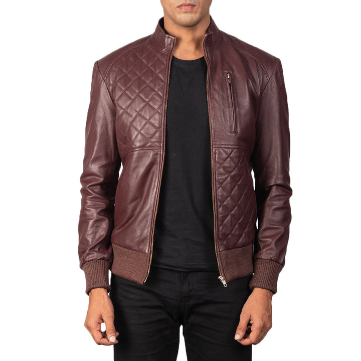 Leather Bomber Jacket Quilted - Image 3
